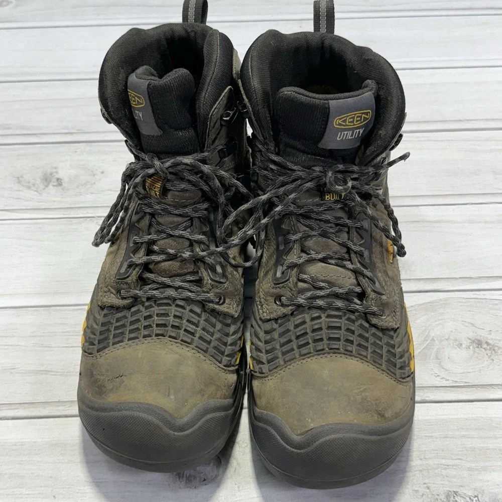 KEEN Troy Work Boots Men 11.5 Gray Waterproof Composite Toe Heavy Duty Utility